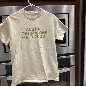 Post Malone Austin 2023 Tour Concert T-Shirt tee Tan Beige
